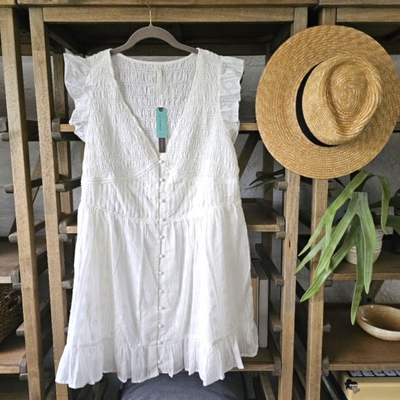 Anthropologie Dresses & Skirts - ANTHROPOLOGIE Peregrine White Cotton Mini Dress Sz1X NWT